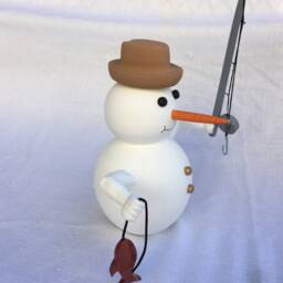 Painted Wooden Fisherman Snowman With Removable Rod - thumbnail 3