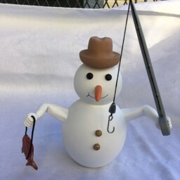 Painted Wooden Fisherman Snowman With Removable Rod - thumbnail 4