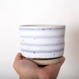 Unique Pattern Planter, Vase Planter Gray, Gray Stripe Danish Handmade Farmhouse Style, Gift For Her, Black White - thumbnail 1