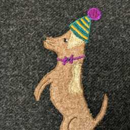 Harris Tweed Dog Embroidered Christmas Cushion Cover - thumbnail 3