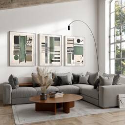 Neutral Green, Abstract Art Prints, Modern Art, Brush Strokes, Wall , Set Of 3 A5, A4, A3 A3+ A2 A1 Sizes, Fast Delivery - thumbnail 1