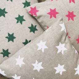 Handmade Sage Green Star Print Cushion Natural Linen Pillow - thumbnail 2