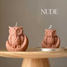 Moon Owl Soy Candle Handmade Sculptural Home Decor - thumbnail 2