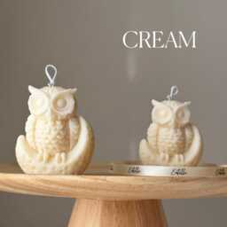 Moon Owl Soy Candle Handmade Sculptural Home Decor - thumbnail 3