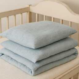 Linen Baby Bedding Set, Natural Fabric Crib Bedding, Linen Duvet Cover, Pillow, Fitted Sheet, Custom Color Cot - thumbnail 3