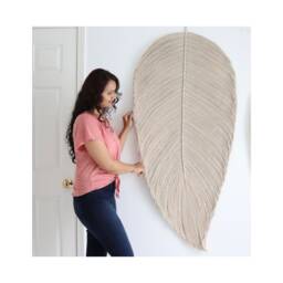 Magnificent Macrame Feather Wall Hanging, Large Fiber Art Leaf, Huge Woven Soft Sculpture, Rope Knot Art - Magnificent Leaf - thumbnail 1