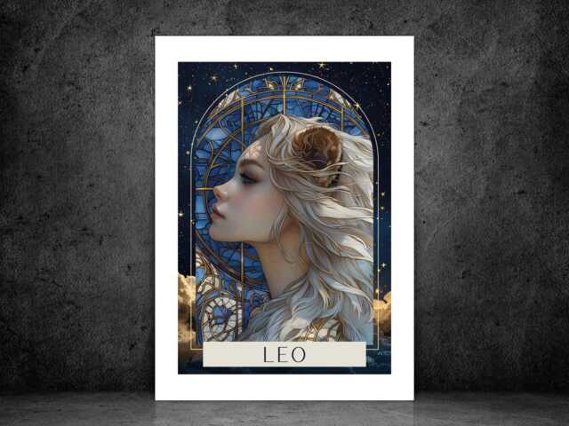 Leo Zodiac Tarot Print - Astrology Poster Celestial Wall Art Mystical Horoscope Decor Gift Idea A5 A4 A3 Framed Or Unframed - image 1