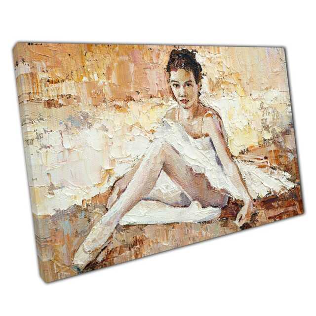 Elegant Ballerina Oil Painting Pointe Shoes Canvas Art Print For Home & Office Decor - image 1