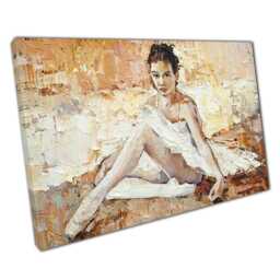 Elegant Ballerina Oil Painting Pointe Shoes Canvas Art Print For Home & Office Decor - thumbnail 1