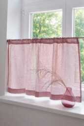 Pink Linen Cafe Curtain Sheer Rod Pocket Kitchen Valance - thumbnail 1