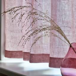 Pink Linen Cafe Curtain Sheer Rod Pocket Kitchen Valance - thumbnail 2