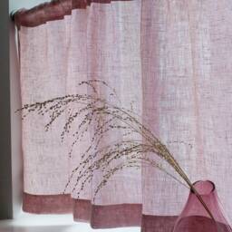 Pink Linen Cafe Curtain Sheer Rod Pocket Kitchen Valance - thumbnail 3