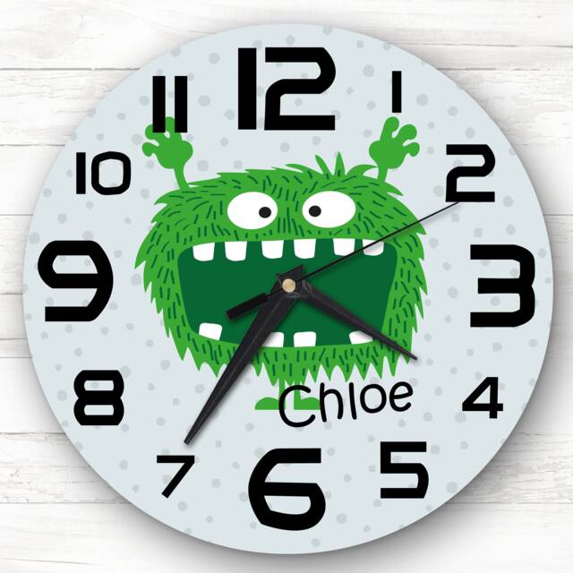 Green Monster Boys Room Custom Gift Personalised Clock - image 1