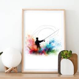Fly Fishing Poster Set - Of 3 Fisherman Prints - Gifts For Men Watercolour Gift Angler Fish Wall Art Artwork - thumbnail 2