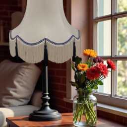 Traditional Cream Fabric Lampshade Handmade For Table & Floor Standard Lamp Bases, Wall Light Fixtures, Ceiling Fittings - thumbnail 3