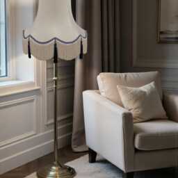 Traditional Cream Fabric Lampshade Handmade For Table & Floor Standard Lamp Bases, Wall Light Fixtures, Ceiling Fittings - thumbnail 2