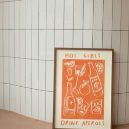 Hot Girls Drink Aperol Wall Print - Spritz Illustration Drinks Poster Cocktail Art Bar Idea Gifts For - thumbnail 2