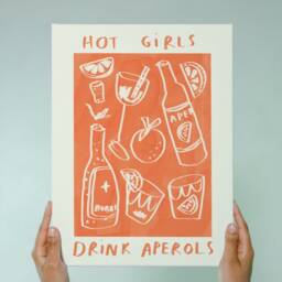 Hot Girls Drink Aperol Wall Print - Spritz Illustration Drinks Poster Cocktail Art Bar Idea Gifts For - thumbnail 3