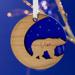 starry Bear Wood Personalised Christmas Decoration-Wooden Tree Decoration-Personalized Ornament - thumbnail 2