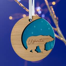 starry Bear Wood Personalised Christmas Decoration-Wooden Tree Decoration-Personalized Ornament - thumbnail 1