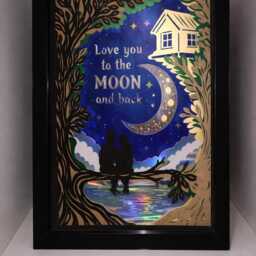Love You To The Moon & Back Light Up Frame - Romantic Layered Paper Art Anniversary Gift Wedding Valentine's Day - thumbnail 2