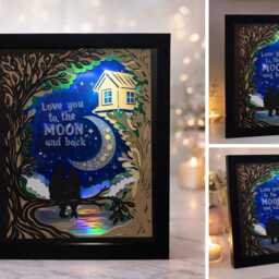 Love You To The Moon & Back Light Up Frame - Romantic Layered Paper Art Anniversary Gift Wedding Valentine's Day - thumbnail 3