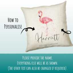 Personalised Pink Flamingo Cushion Gift Printed Name Design - Throw Pillow For Mum Dad Friend Bedroom Birthday Christmas Cs422 - thumbnail 3