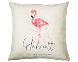 Personalised Pink Flamingo Cushion Gift Printed Name Design - Throw Pillow For Mum Dad Friend Bedroom Birthday Christmas Cs422 - thumbnail 1