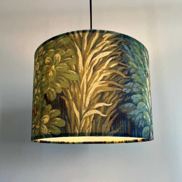 Forbidden Forest Velvet, Circular Drum Lampshade /Ceiling Shade With A White Lining - image 1