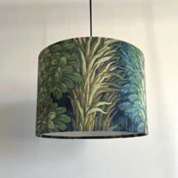 Forbidden Forest Velvet, Circular Drum Lampshade /Ceiling Shade With A White Lining - thumbnail 2