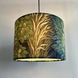 Forbidden Forest Velvet, Circular Drum Lampshade /Ceiling Shade With A White Lining - thumbnail 1