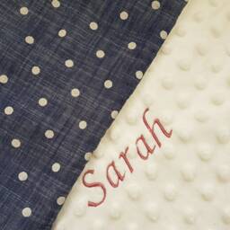 Baby Personalised Blanket , Denim Bib, Wooden Toy, Shower Gift, Gift Set, Security - thumbnail 3
