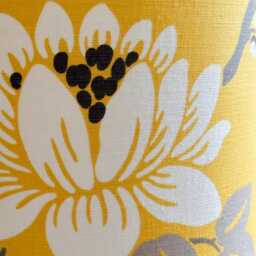 Japanese Style Flower Lampshade. Table Lamp, Ceiling Light. Lampshade Is Made With Romo Kimura Upholstery Fabric in Mustard Colour - thumbnail 3