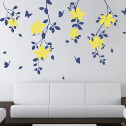 Natural Tree Branch Flowers Butterflies Decals Stick On Wall Art By Decalisland-Tree Headboard Decal Sd 010 - thumbnail 2
