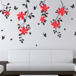Natural Tree Branch Flowers Butterflies Decals Stick On Wall Art By Decalisland-Tree Headboard Decal Sd 010 - thumbnail 3