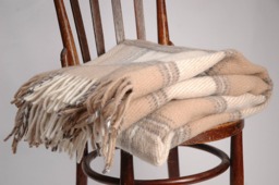 Pure Wool Blanket With Fringes Milk White/Sand Beige Check Lambswool Wool Throws Throw 55''x81''/140x205cm Perfect Gift