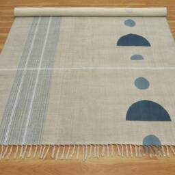 Handmade Cotton Rug Blue Geometric Flatweave Area Rug - thumbnail 3
