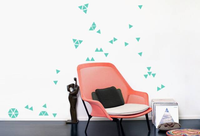 Triangle Wall Decals, 2'' Inch - 5cm Set, Black Sticker Triangles, Decor, Grey Shape Art, Kids Room & Home Decor - image 1