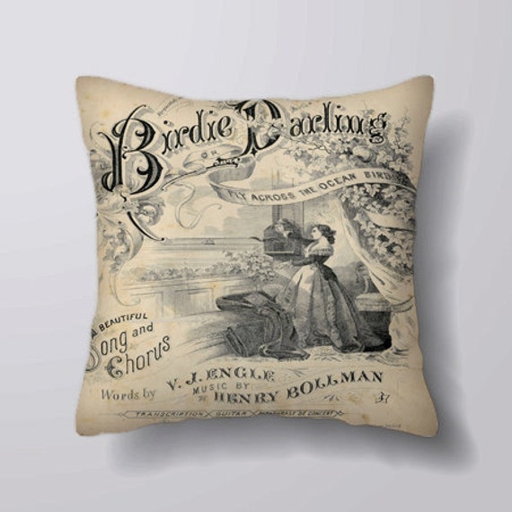 Vintage Music Book - Can Be Customizeable Personlized Cushion Cover Case Or Stuffed With Insert - image 1