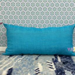Yakiti-Blue Large Moroccan Pillows, Aka Cactus Silk Pillow, Decorative Pillows, Sabra Pillows, Moroccan Decor Designer Cactus - thumbnail 3