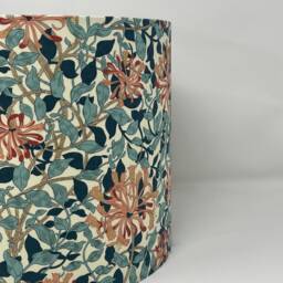 William Morris Honeysuckle Drum Lampshade in Blue Teal & Pink - thumbnail 3