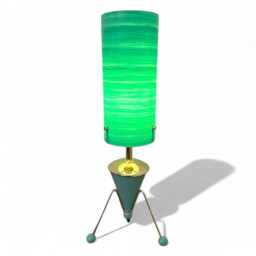 Mid Century Modern Rocket Lamp - Atomic Space Age Sputnik Design British Made Tripod Legs Turquoise Spun Fiberglass Shade - thumbnail 2