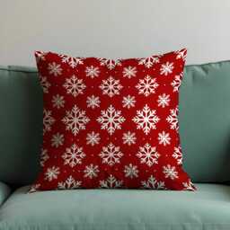 Red Christmas Cushion Cover, White Snowflake Print Throw Pillow Festive Holiday Decor For Sofa, Couch Or Bedroom