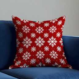 Red Christmas Cushion Cover, White Snowflake Print Throw Pillow Festive Holiday Decor For Sofa, Couch Or Bedroom - thumbnail 3