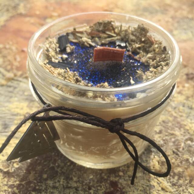 Odin The Allfather Candle - Volknut Charm-Beeswax Wood Wick Candles-Black Tourmaline-Mugwort - image 1