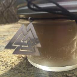 Odin The Allfather Candle - Volknut Charm-Beeswax Wood Wick Candles-Black Tourmaline-Mugwort - thumbnail 2