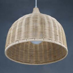 Rattan Pendant Light, Wicker Hanging Lamp, Boho Lighting Fixture - thumbnail 3