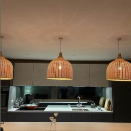 Rattan Pendant Light, Wicker Hanging Lamp, Boho Lighting Fixture