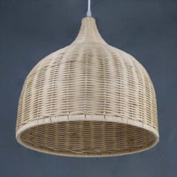 Rattan Pendant Light, Wicker Hanging Lamp, Boho Lighting Fixture - thumbnail 2