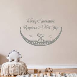 Cheshire Cat Smile Decal, Alice in Wonderland Sticker, Every Adventure Requires A First Step Quote Wall Decor, Themed Room Decoration - thumbnail 2